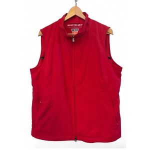 Womens Red Mesh Lined TEC Scottevest XL RFID Travel Utility Pocketed Vest
